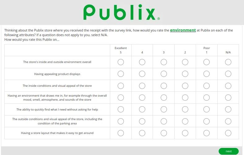 PublixSurvey questions